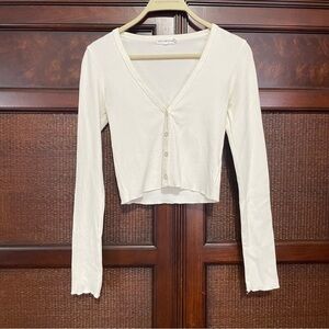 Good Americanan Baby Rib Cardi White Cream Long Sleeves Crop‎ Top size 0